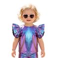 thumbnail image 1 of vastwit Toddler Girls Blouses Metallic Shirts Party Tops Ruffle Short Sleeve Tee Concert T-shirt Blue 3T, 1 of 7