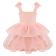 thumbnail image 1 of vastwit Toddler Kids Girls Tulle Ballet Dress Sleeveless Bowknot Straps Layered Princess Dress Pink 130, 1 of 6