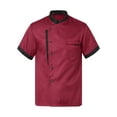thumbnail image 1 of vastwit Unisex Chef Coat Jacket with Hat Outfit Short Sleeve Button Shirt Kitchen Work Uniform for Burgundy M, 1 of 7