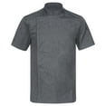 thumbnail image 1 of vastwit Unisex Men Women Stand Collar Short Sleeve Chef Jacket Cooking Coats Restaurant Hotel Kitchen Dark Gray L, 1 of 7