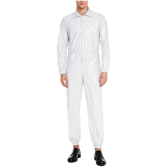 vastwit Waterproof Mechanic Jumpsuit Men's Coveralls Long Sleeves Zip-Front Overalls Workwear Ivory L