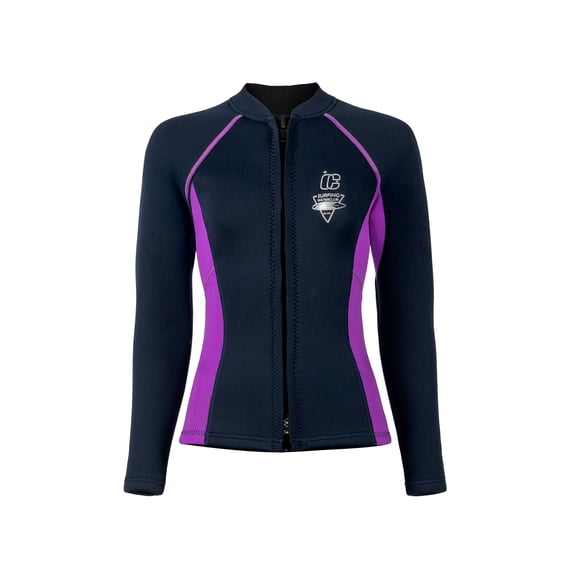 vastwit Women 3mm Neoprene Wetsuit Top Long Sleeve Zip Jacket for Water Sports Aerobics Swimming Diving Surfing Dark Blue S