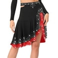 thumbnail image 1 of vastwit Women Latin Salsa Dance Skirt Shinny Rhinestones Ruffle Irregular Swing Ballroom Tango Cha Cha Dancewear Black L, 1 of 5