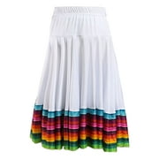 vastwit Women Layers Long Full Skirt for Spanish Flamenco Belly Dance Mexico Ballet Folklorico White 55cm 5XL