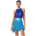 thumbnail image 1 of vastwit Women Lyrical Dance Dress Sleeveless Modern Contemporary Dress Flowy Mesh Skirted Leotard Blue XL, 1 of 7