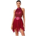 thumbnail image 1 of vastwit Women Lyrical Dance Dress Sleeveless Modern Contemporary Dress Flowy Mesh Skirted Leotard Burgundy XXL, 1 of 4