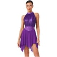 thumbnail image 1 of vastwit Women Lyrical Dance Dress Sleeveless Modern Contemporary Dress Flowy Mesh Skirted Leotard Purple L, 1 of 4