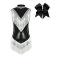 thumbnail image 1 of vastwit Women Metallic Latin Dance Leotard Fringe Cheerleading Uniform Outfits With Headwear Black S, 1 of 8