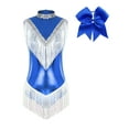 thumbnail image 1 of vastwit Women Metallic Latin Dance Leotard Fringe Cheerleading Uniform Outfits With Headwear Blue L, 1 of 8