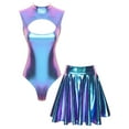 thumbnail image 1 of vastwit Women Rave Outfit Sets 2 Pcs Holographic Bodysuits with Mini Skater Skirt Blue L, 1 of 5