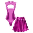 thumbnail image 1 of vastwit Women Rave Outfit Sets 2 Pcs Holographic Bodysuits with Mini Skater Skirt Hot Pink M, 1 of 5