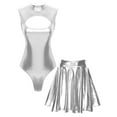 thumbnail image 1 of vastwit Women Rave Outfit Sets 2 Pcs Holographic Bodysuits with Mini Skater Skirt Silver XL, 1 of 5