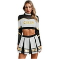 thumbnail image 1 of vastwit Women Schoolgirl Cheerleading Team Uniform Long Sleeve Crop Tops with Pleated Skirt White L, 1 of 6