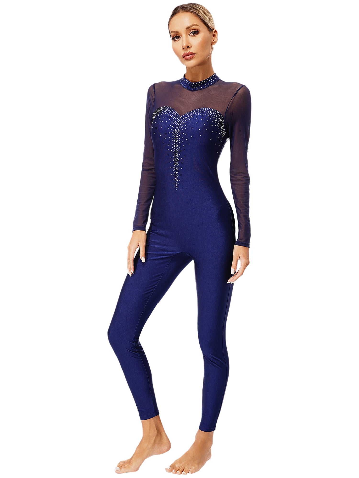 VSVO Men's Unitard Dancewear - Lycra Spandex Bodysuit For Dance, Gymnastics, Performance (Small, Blue) - View #8