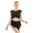 thumbnail image 1 of vastwit Women's Lyrical Ballet Dance Dress Cut Out Gymnastics High Low Skirted Leotard Black X-Large, 1 of 7