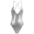 thumbnail image 1 of vastwit Women's Shiny Metallic Bikini Bodysuit Cami Dance Leotard Monokini Swimsuit Silver XL, 1 of 7