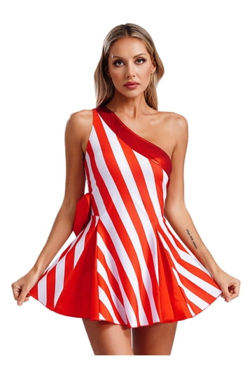 candy cane dress women's Sweetie Ribbed PJ Cami Sleep - Pink/combo The Suzanne Candy Cane Swing Dress is a classic fit and flare shape with princess seam detailing and three Candy Stripe Dress