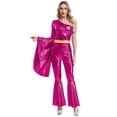 thumbnail image 1 of vastwit Womens 70s Disco Dance Leotard Flared Bell Bottoms Jumpsuit Funky Dancewear Hot Pink XXL, 1 of 6