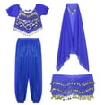 thumbnail image 1 of vastwit Womens Belly Dance Costume Crop Top Chiffon Harem Pants with Hip Scarf Headscarf Sets Royal Blue One Size, 1 of 7