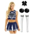 thumbnail image 1 of vastwit Womens Cheerleading Sleveeless Crop Tops with Mini Pleated Skirt Accessories Navy Blue XL, 1 of 5