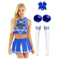 thumbnail image 1 of vastwit Womens Cheerleading Sleveeless Crop Tops with Mini Pleated Skirt Accessories Royal Blue M, 1 of 5