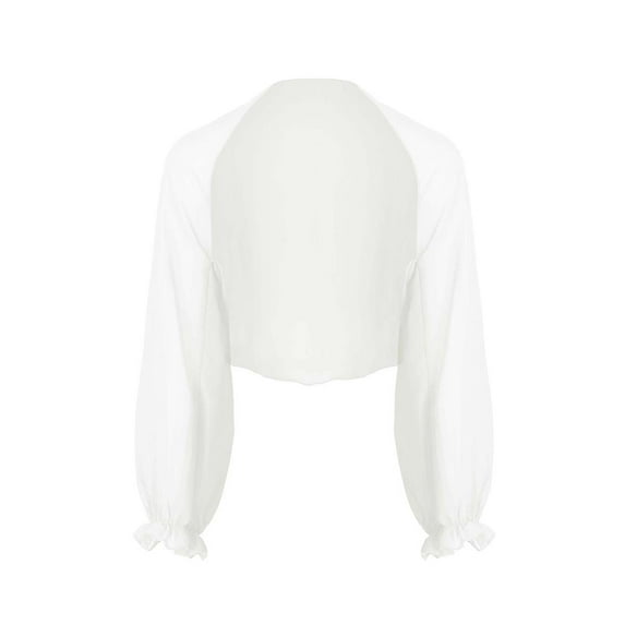 vastwit Womens Chiffon Cropped Bolero Cardigan Long Sleeve Open Front Dress Shrug Shawl Blouse Tops White One Size