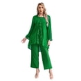 thumbnail image 1 of vastwit Womens Chiffon Pant Suits 3PCS Mother of The Bride Wedding Outfit Evening Gowns Dress Suit Green-B 3XL, 1 of 7