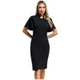 thumbnail image 1 of vastwit Womens Church Clergy Tab Insert Collar Black Mass Pencil Dress Priestess Dress Up Black L, 1 of 6