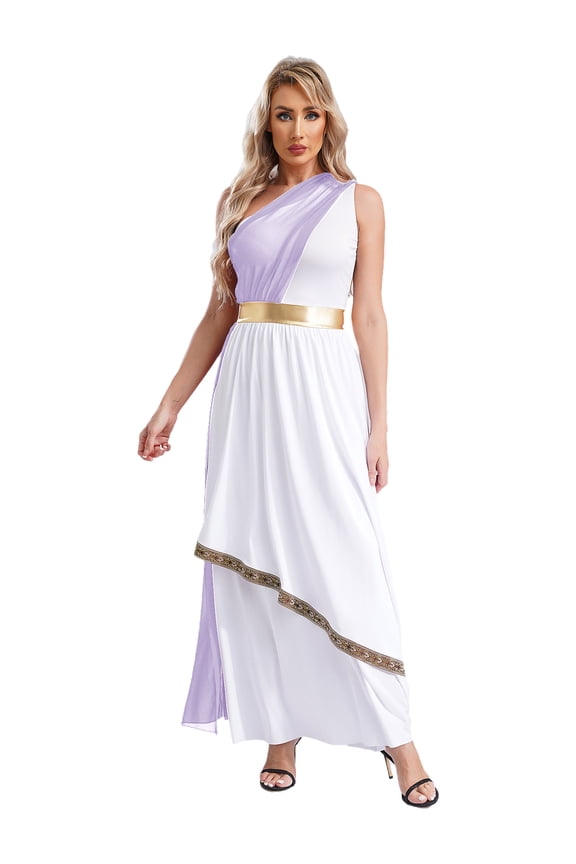 Womens Lyrical Praise Dance Dress Greek Toga Tunic Overlays Maxi Dress Dancewear Lavender L