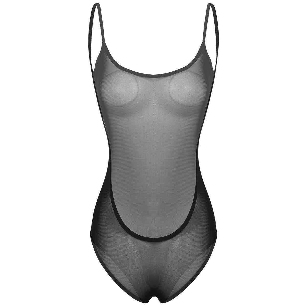 vastwit Womens One Piece See Through Swimsuit Backless Sheer Mesh Lingerie Bodysuit Black One Size Walmart