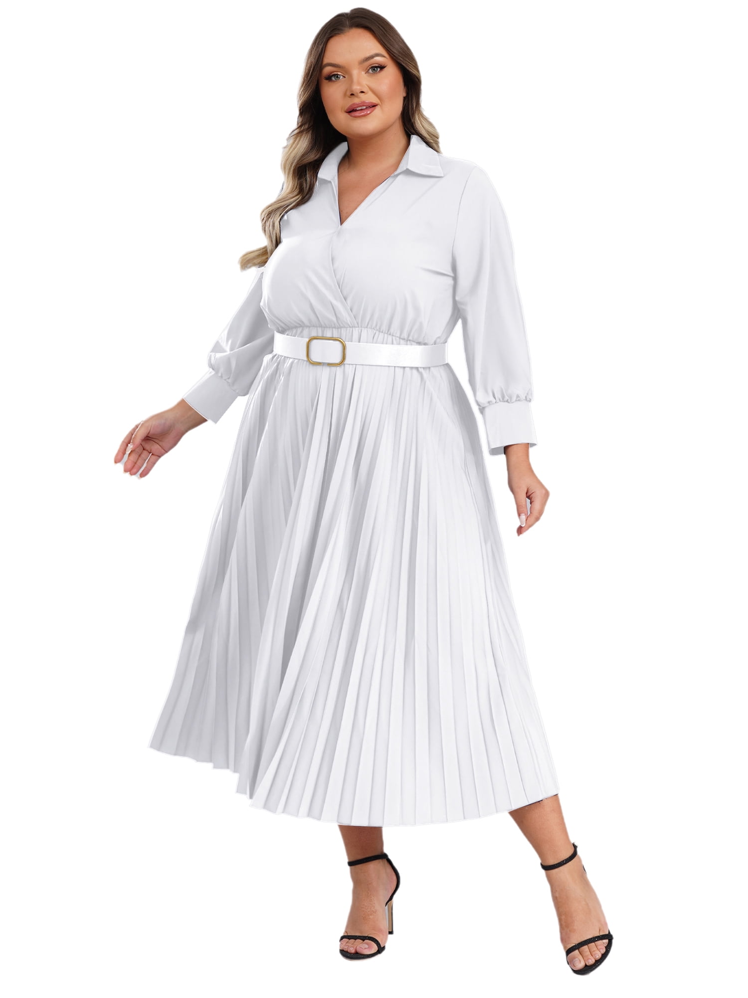 open lace back dress White Pleated Chiffon Long Maxi Dress White / US 16 main image 0