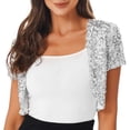 thumbnail image 1 of vastwit Womens Shiny Sequin Open Front Cardigan Short Sleeve Bolero Jacket Shrug Tops Silver One Size, 1 of 6