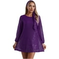 thumbnail image 1 of vastwit Womens Sparkling Disco 70's Dance Dress with Headband Sequins Mini Party Dress Purple XL, 1 of 4
