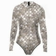 thumbnail image 1 of vastwit Womens Tummy Control One Piece Swimsuit Fish Scale Print Rash Guard Swim Shirts Champagne L, 1 of 2