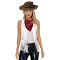 thumbnail image 1 of vastwit Womens Western Cowgirl Outfits Sleeveless Faux Suede Tassels Jacket with Bandanna Cowboy Hat White M, 1 of 6