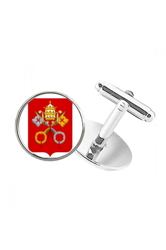 vatican city eu national emblem round button cuff clip stud cufflinks