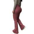thumbnail image 1 of vauyc Polyester Jeans —— Ladies' Street Fashion High-Waisted Stretch Slim Jeans with Pockets and Flared Shape Pink S, 1 of 4