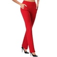 thumbnail image 1 of vauyc Women's Red Stretchy Straight Dress Pants with Pockets Tall, Petite, Regular for Office Work Business Yoga Running and Lounging, 1 of 5