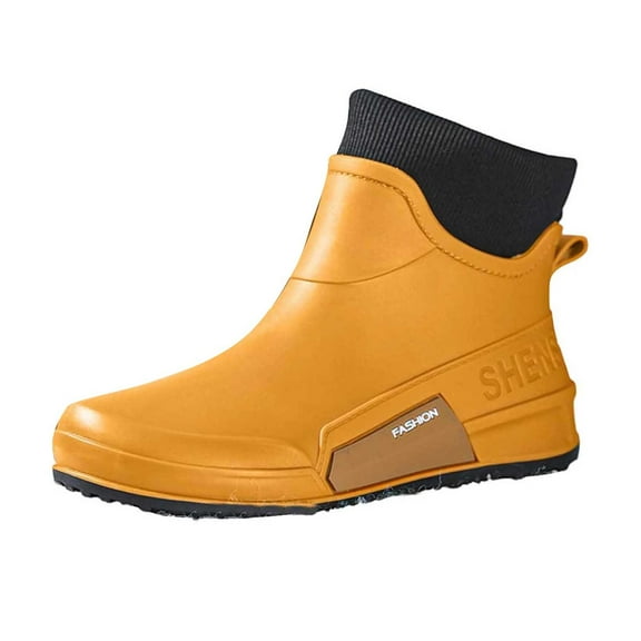 vauyc Womens Rain Boots Waterproof Boots Fashion Rain Shoes Stylish Short Ankle Rubber Boots Versatile Couple Outdoor Footwear with Fixed