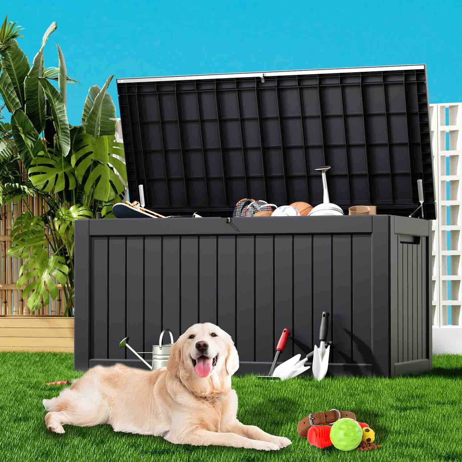 vbal 230 Gallon Deck Box, Large Outdoor Storage Box Bins Container for