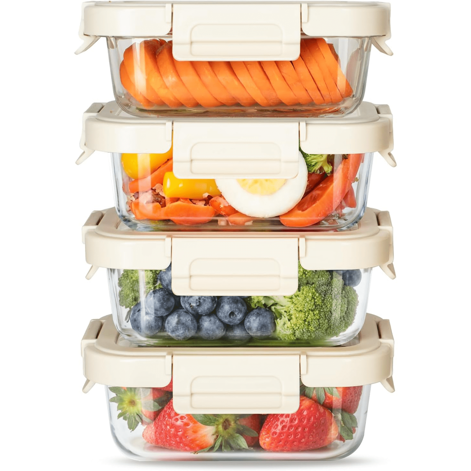 vbfgybxny Food Meal Prep Containers with Glass Lids Glass Storage ...