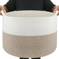 thumbnail image 1 of vbfgybxny Throw Blanket Basket for Living Room  Extra Large Cotton Rope Basket for Storage  Woven Laundry Towel Hamper with Handles  Baby Toy Storage  22&#34; x 22&#34; x 14&#34; Pillow B, 1 of 9