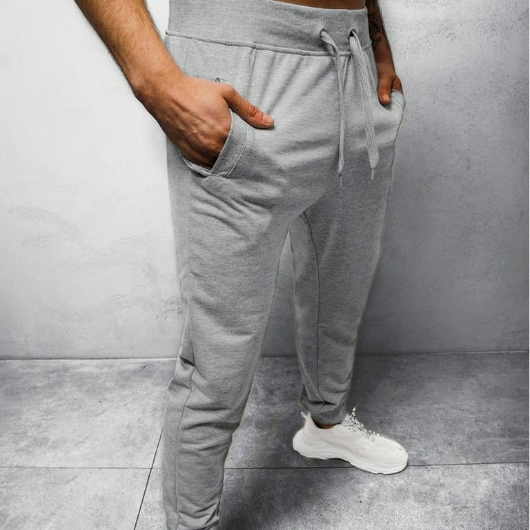 Vbnergoie Men's Drawstring Sweatpants Mid-waist Casual Pants for Men with Pockets Girls Foot Slipper Men S Pants with Elastic Waistband, Size: Large