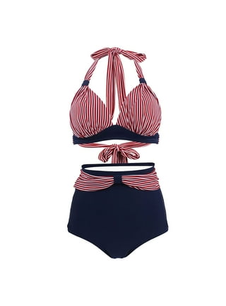 Bathing Suit with Underwire Bra Support Women High Waisted Bikini Push Up  Two Piece Swimsuits Vintage Swimsuit Two Piece Retro Ruched High Waist  Print