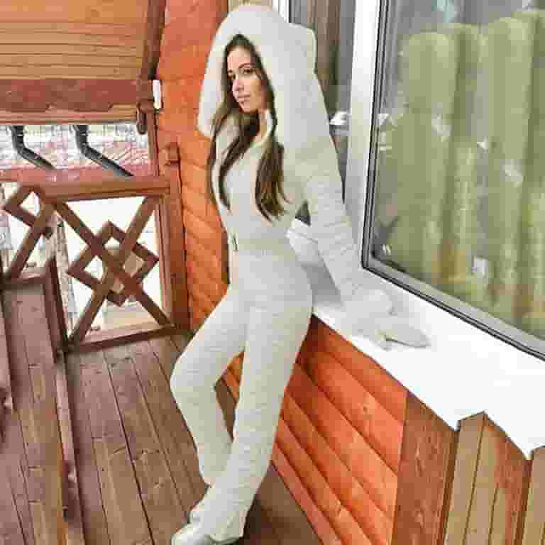 White Full Body Snowboard Suit Body Glove Womens Primaloft Down