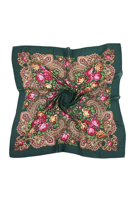vbnergoie Women Lady Flowers Printing Scarf Vintage Bandanas Hair Scarfs For Islam Women Folk-Custom Scarf Neckerchief Wrap Shawl Travel Neck Wrap Oblong Silk Scarf Cotton Scarf for