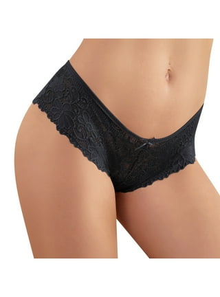 JDEFEG French Cut Panties For Women Ladies Show Wear Fashion Soft Ice Silk  Seamless Waist Lace Hollow Briefs Bladder Support For Women Underwear Lace  Black 