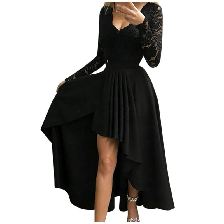 Black Swing Slit Dress- Formal and Evening Dress - Black Cocktail Dress