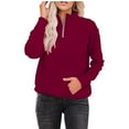 thumbnail image 1 of vbnergoie Women's Quarter Zip Lightweight Pullover Sweatshirts Solid Color Long Sleeve Casual Tops Front Pocket Light Weight Zip up Hoodie Women, 1 of 7