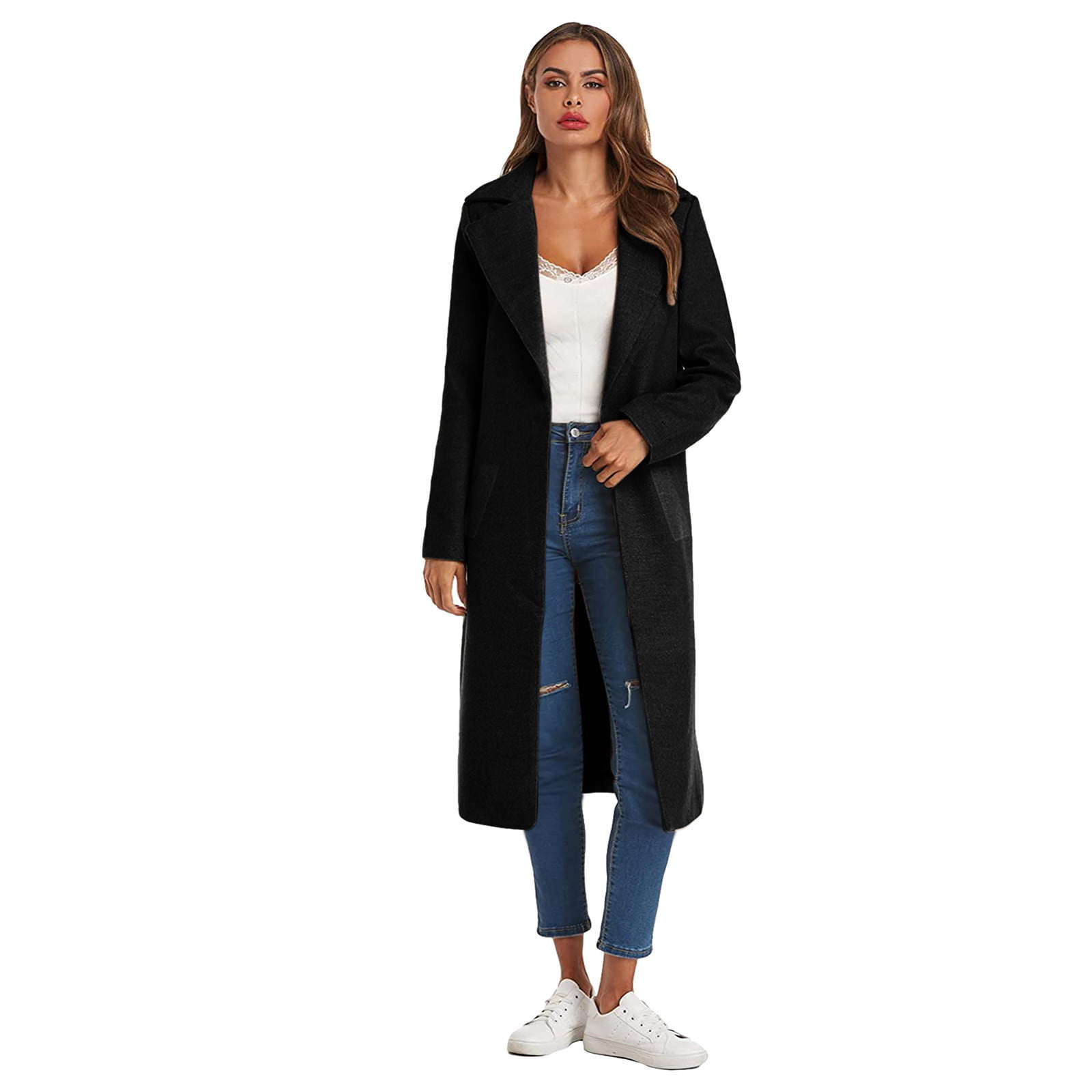  Women's Faux Wool Thin Coat Trench Jacket Ladies Long Slim  Overcoat Outwear Solid Button Elegant Monogram Coats Women : Clothing,  Shoes & Jewelry